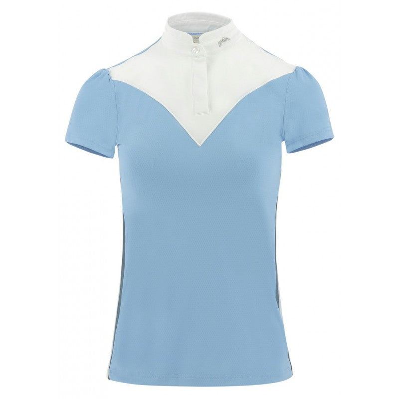 Penelope Moon Competition Polo Shirt in Arctic Blue with subtle glitter detailing.