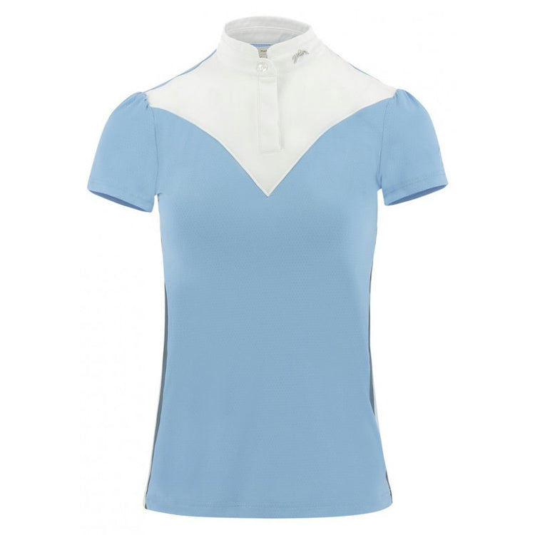 Penelope Moon Competition Polo Shirt in Arctic Blue with subtle glitter detailing.