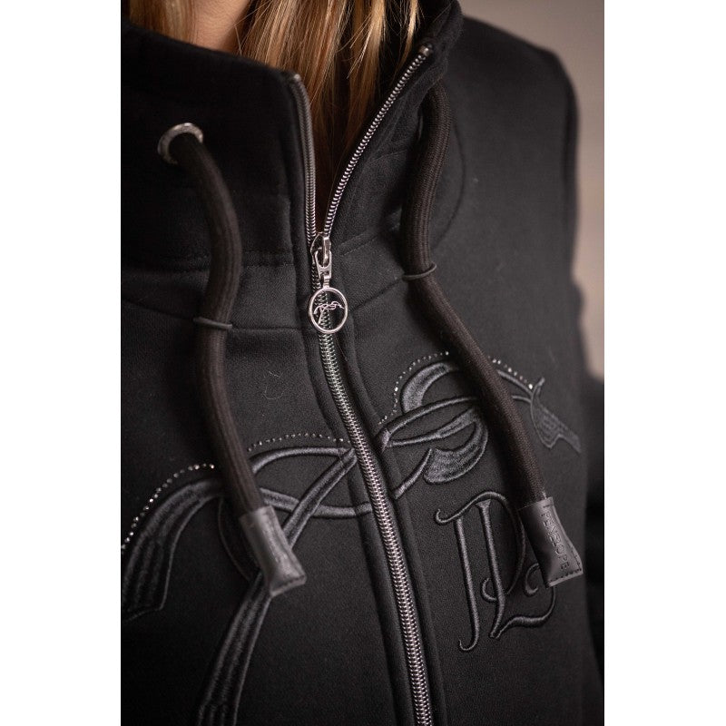 Penelope Native equestrian zip sweatshirt with two zipped pockets and elegant 3D chest logo.
