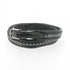 Penelope Point Sellier leather belt with elegant cream saddle stitching.