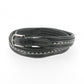Penelope Point Sellier leather belt with elegant cream saddle stitching.