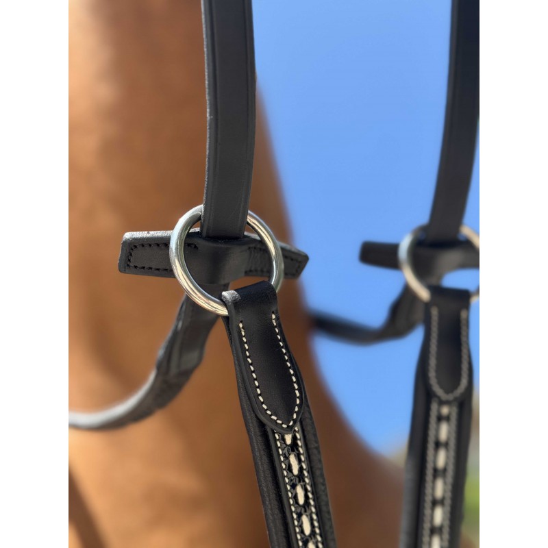Penelope Point Sellier riding martingale with glossy leather finish and classic equestrian styling.
