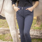Penelope riding breeches with rhinestones on the waistband and pockets.