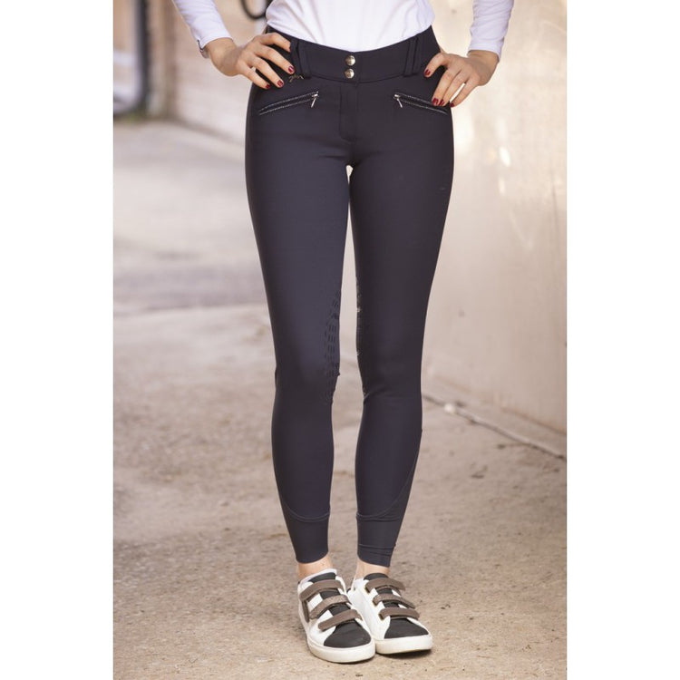 Penelope Rocky Stone riding breeches with two practical zipped front pockets.