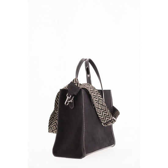 Penelope Romane equestrian tote bag with adjustable patterned shoulder strap.