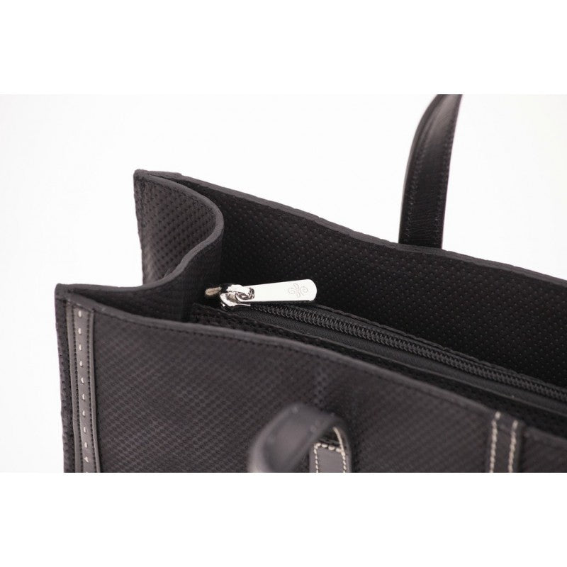 Penelope Romane leather tote with sophisticated saddle-stitch detailing.