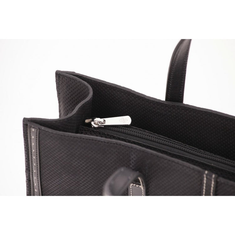 Penelope Romane leather tote with sophisticated saddle-stitch detailing.