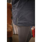 Penelope Steppy faux fur hood jacket with drawstring waist and shiny chest logo.