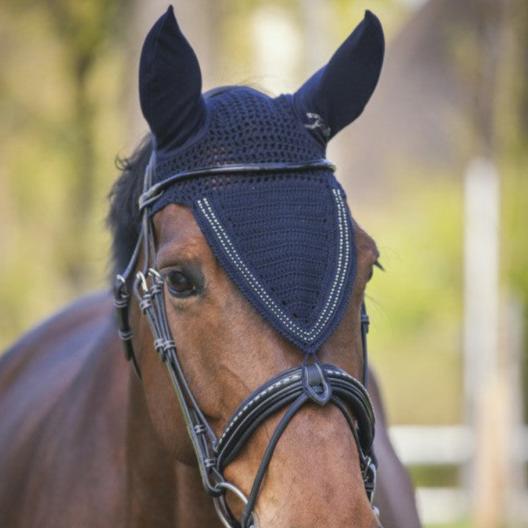 Penelope Strass Fly Veil Long with flexible ears and two rows of clear rhinestones.