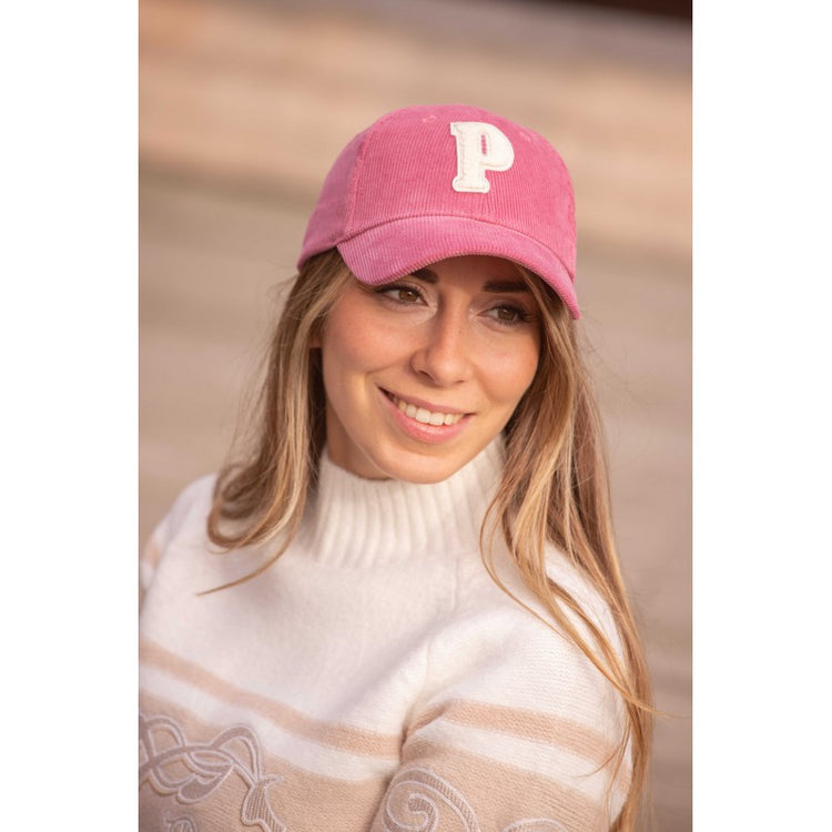 Penelope Suzanna cap with ribbed texture and P logo
