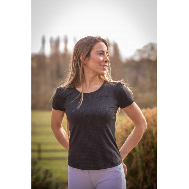 Penelope Techty Honey short sleeve riding top combining everyday comfort with refined equestrian style.