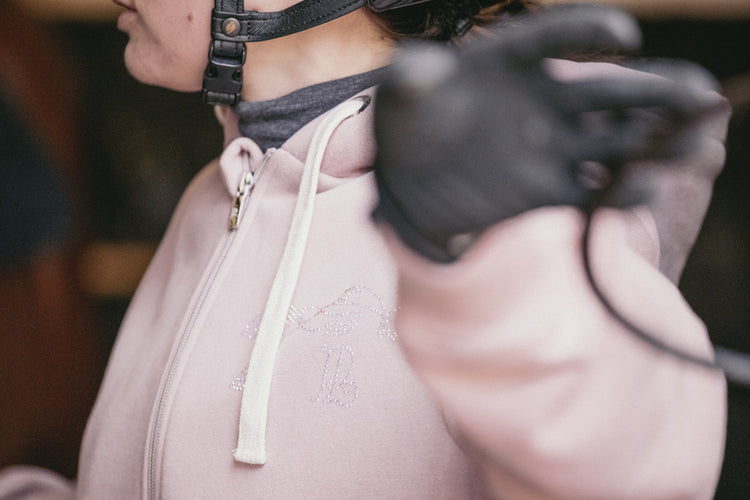 Penelope Tressy rhinestone logo hoodie designed for comfortable equestrian and casual wear.