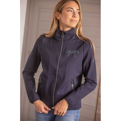 Penelope Tweeny rhinestone riding jacket with two practical zipped front pockets.