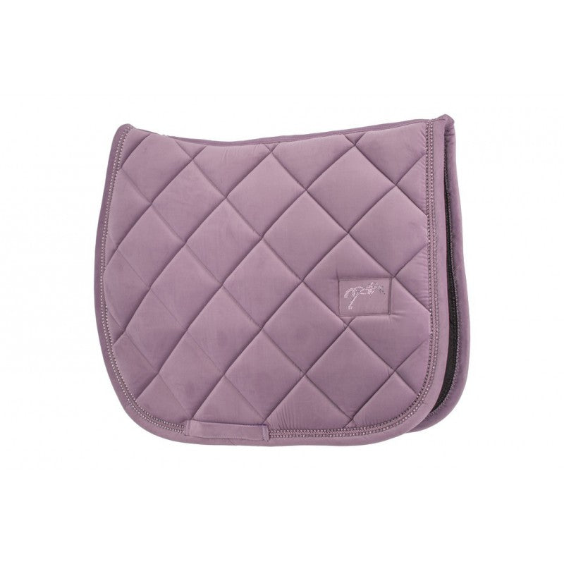 Penelope velvet saddle pad with an elegant and sophisticated equestrian design.