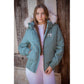 Penelope Winter Jacket Step in Emerald Green with warm teddy fleece lining and faux fur hood.