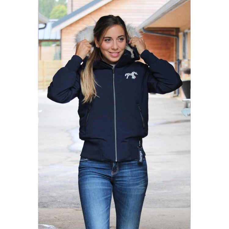 Penelope winter jacket with large hood and faux fur detailing.
