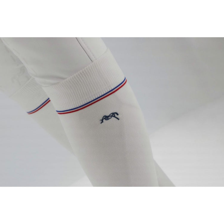 Penelope women’s equestrian socks with contrasting embroidered logo.