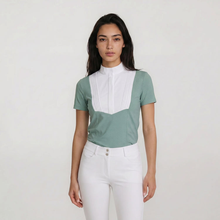Perforated technical competition shirt for female equestrian riders
