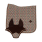 Velvet houndstooth saddle pad for dressage horses and riders.