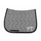 Quilted equestrian saddle pad suitable for competition use
