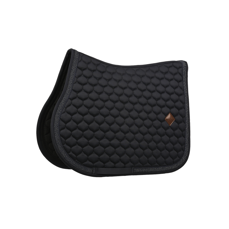 Quilted equestrian saddle pad with subtle sparkling details