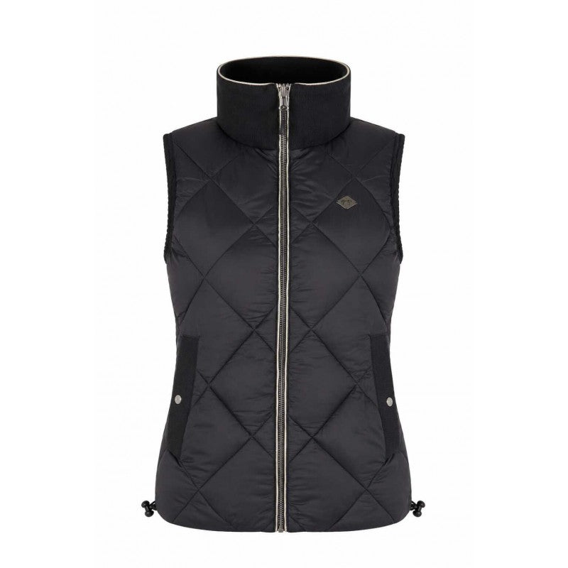 Water-repellent sleeveless riding vest with adjustable drawstring hem