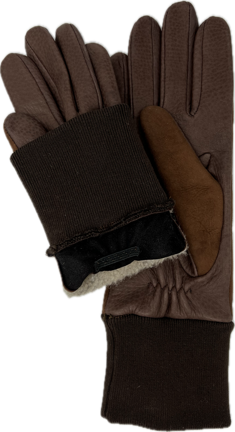 Leather and sheepskin winter horse riding gloves