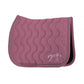 Rhinestone equestrian saddle pad with elegant braided trim for training and competition.