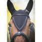 Rhinestone horse ear bonnet with two rows of clear crystals across the front.