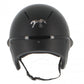 Riding helmet for everyday training and competition with long peak visor and lightweight construction.