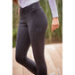 Riding leggings with phone pockets on both thighs for convenient storage in the saddle.
