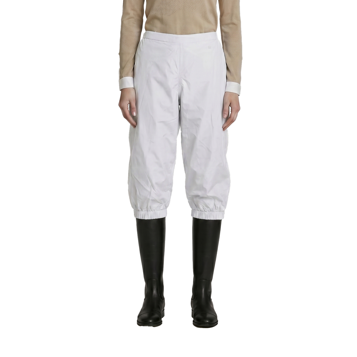 Riding rain cover with waterproof zipper for easy dressing over riding boots