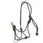 Black rope halter with leather noseband and white stitching.