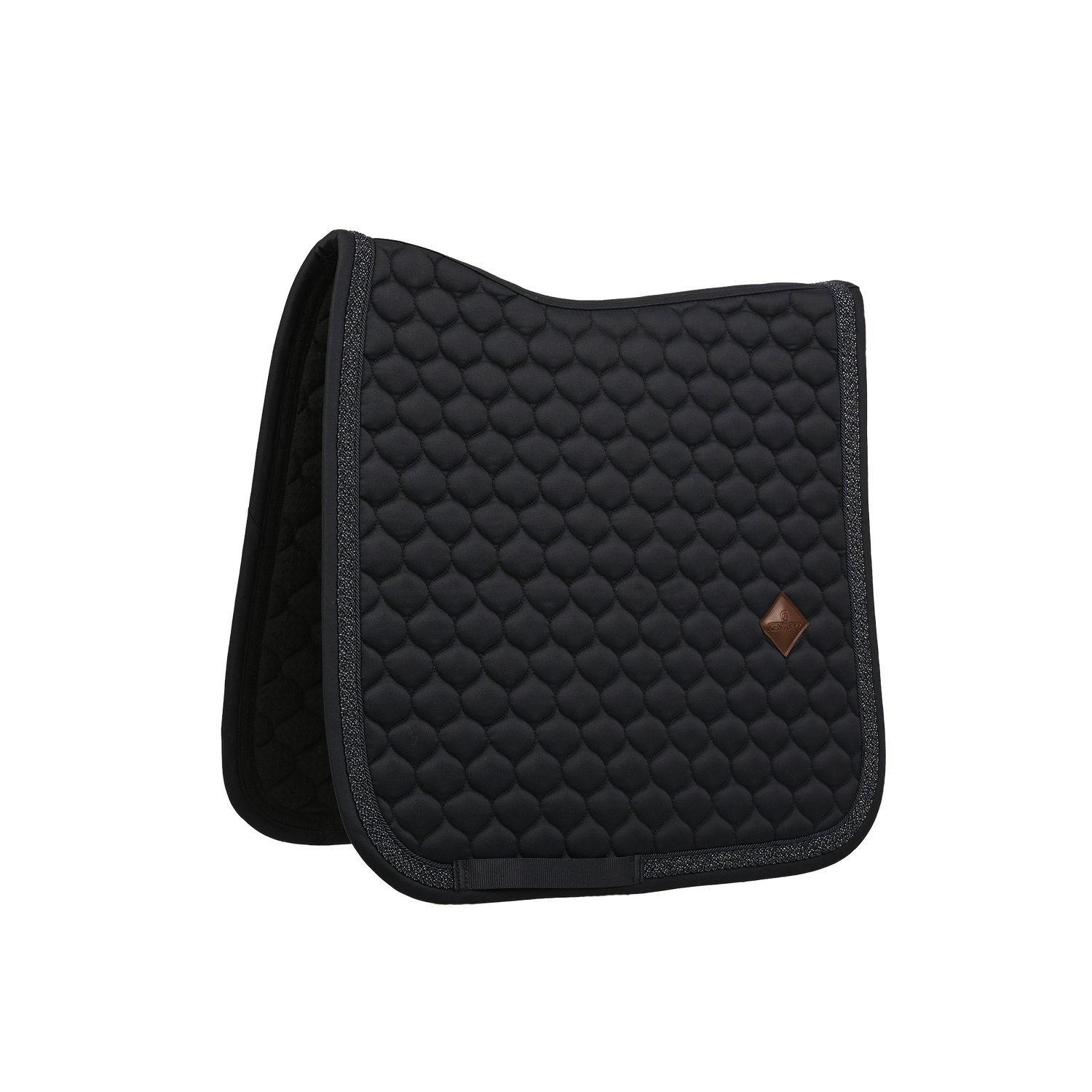 Saddle pad with elegant plaited glitter rope around the edge