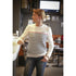 Saint James x Penelope Maëlle Sweater with navy, red and ecru sailor stripes.
