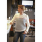 Saint James x Penelope Maëlle Sweater with navy, red and ecru sailor stripes.