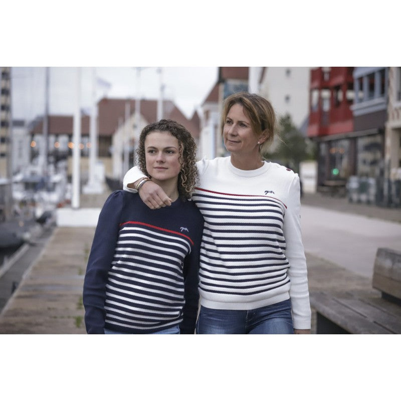 Saint James x Penelope striped jumper with signature brand detailing.