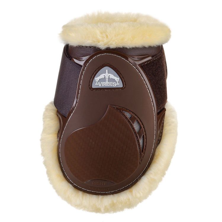 Young horse fetlock boots with synthetic sheepskin