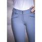 Silicone knee grip riding breeches designed to help secure the lower leg while riding.