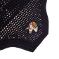 Soundproof equestrian fly veil with playful embroidered unicorn detail