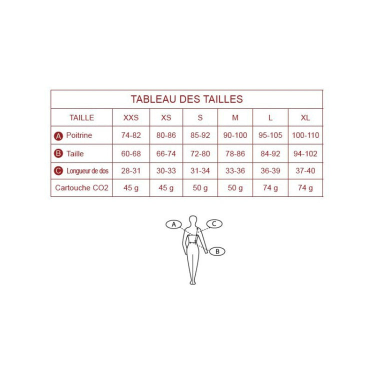 Spark Air Vest Size Chart