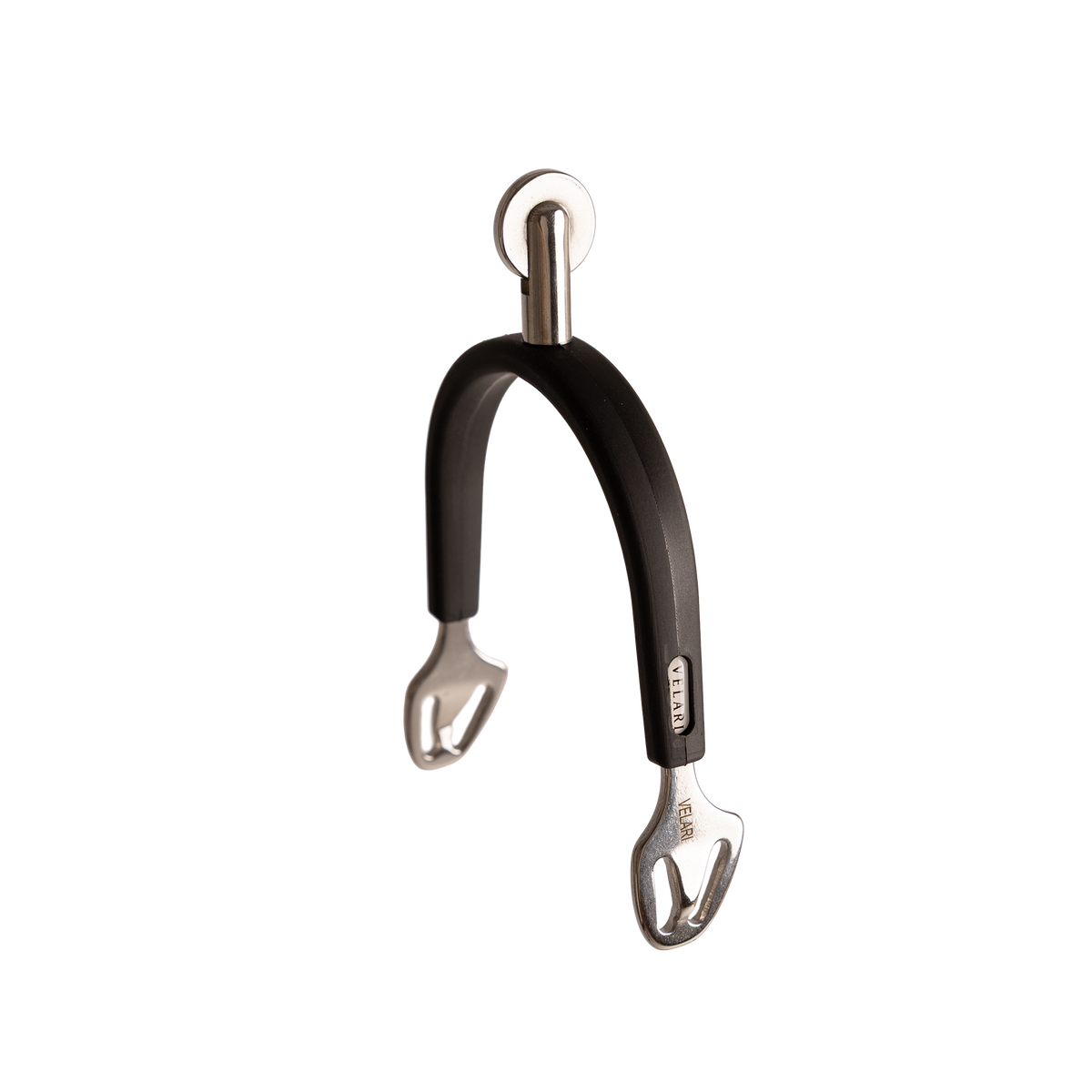 Stainless steel equestrian spurs with rotating wheel rowel