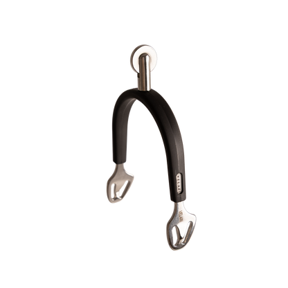 Stainless steel equestrian spurs with rotating wheel rowel