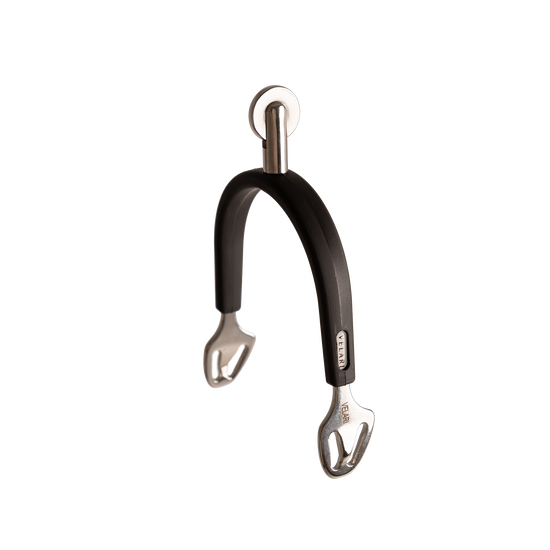 Stainless steel equestrian spurs with rotating wheel rowel
