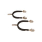 Precision riding spurs with rounded ends for controlled leg aids
