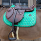 Star quilted velvet jumping saddle pad with nylon girth strap