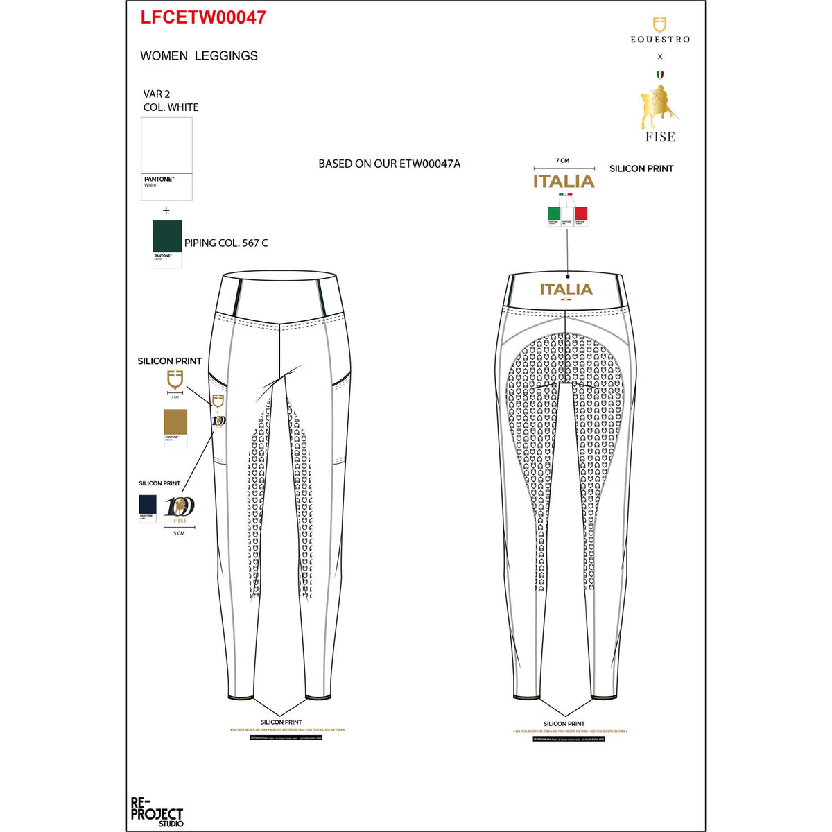 Stretch technical riding leggings for women with full-length grip