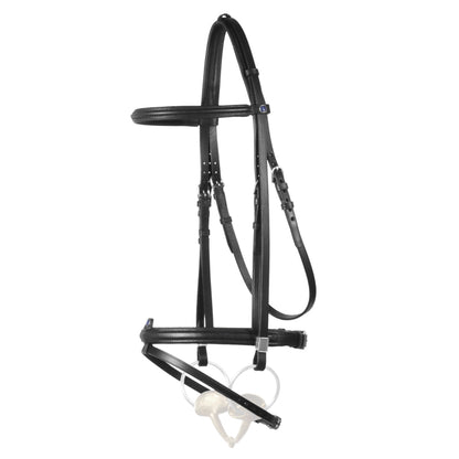 Horse wearing the Stübben 2305 Leitrim Bridle with combined flash noseband.