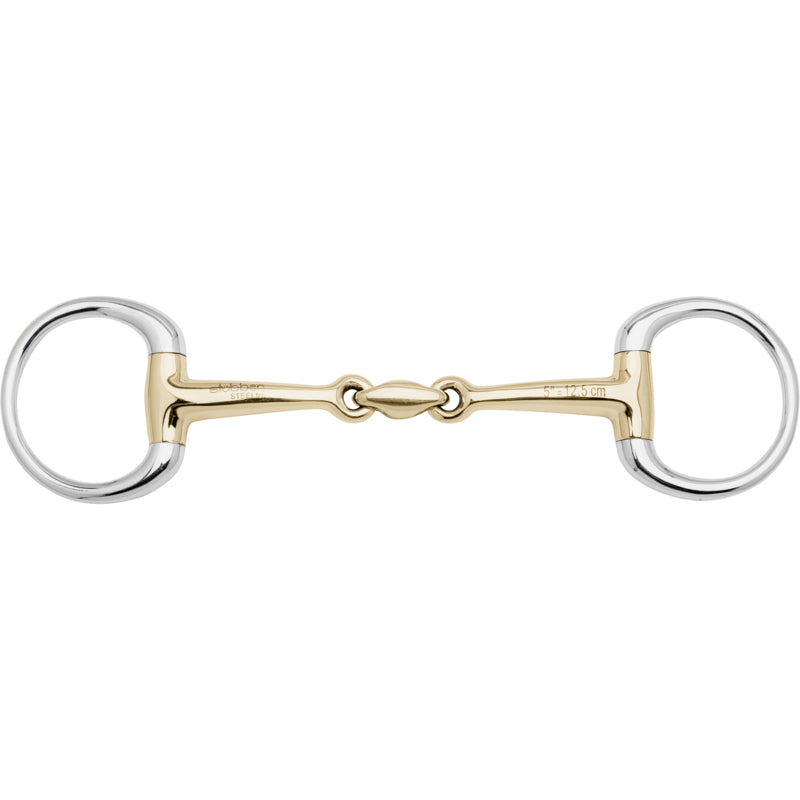 Stübben 2434 Eggbutt Bradoon Bit with single jointed mouthpiece and fixed rings.