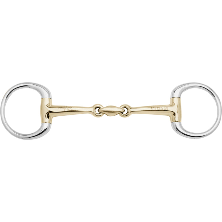 Stübben 2434 Eggbutt Bradoon Bit with single jointed mouthpiece and fixed rings.